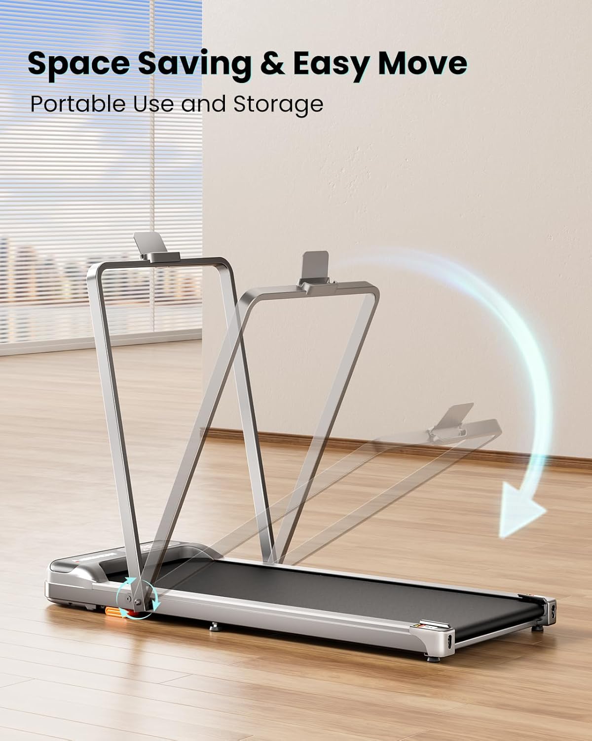 Walking Pad - 2.5 HP Walking Pad with Handle Bar, 2 in 1 Foldable Walking Pad with Incline, Small Treadmill with LED Display & Remote Control for Home Office Under Desk, 265 LBS Capacity