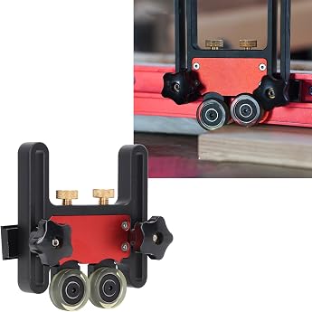 Table Saw Feeder Material Guide Roller Woodworking Double Wheel Sliding Guide Roller Spring Board Auxiliary Tool Used for 30 or 45 Standard Slots