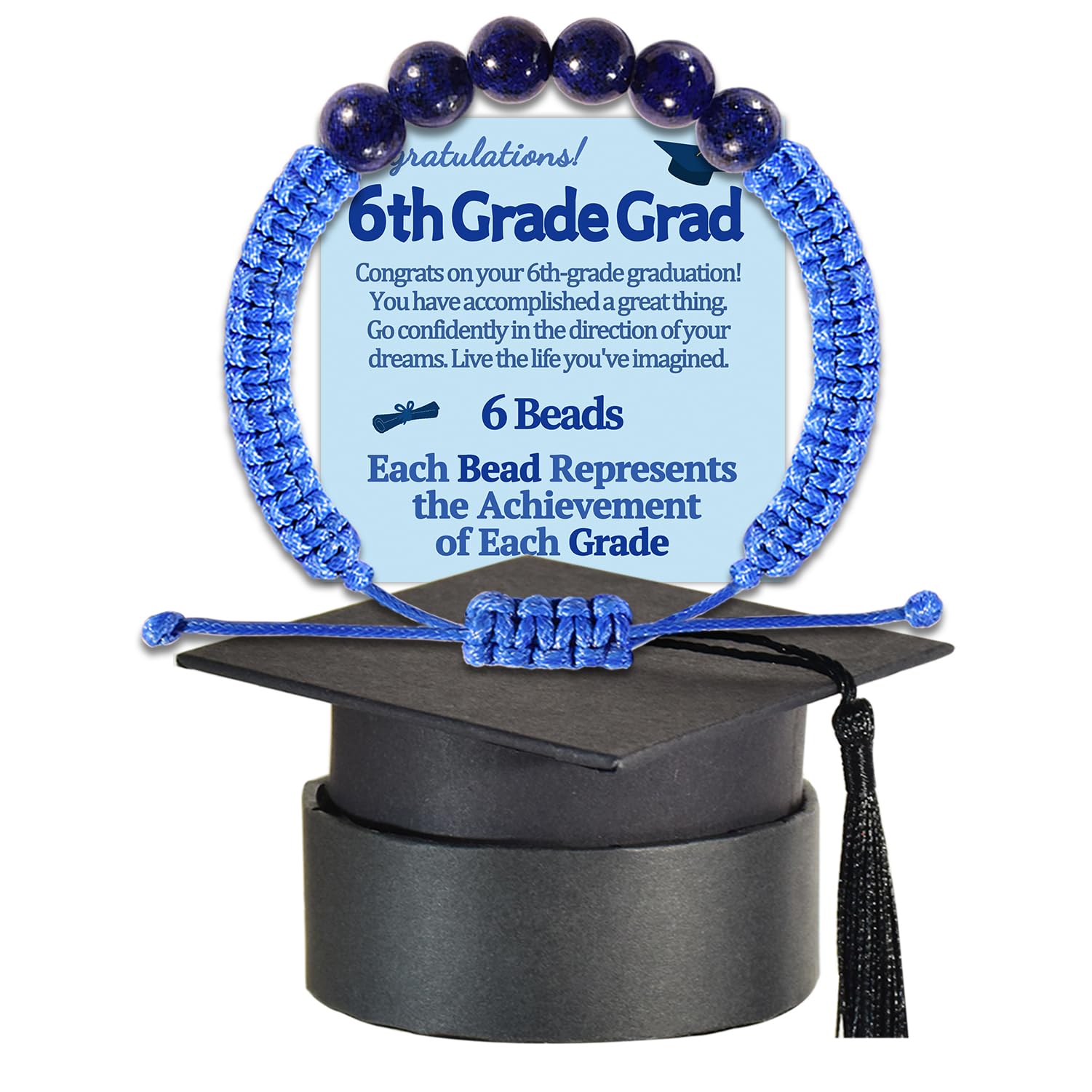 5th 6th 8th Grade Graduation Bracelets Gifts for Her Him Grad Card Congratulations Gift Graduates Cap Box Graduating Daughter Son Granddaughter Grandson Nephew Niece Bracelet Jewelry Ideas Unique