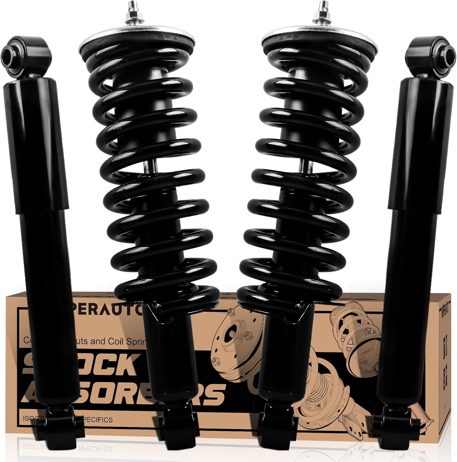 KUIPERAUTO Front and Rear Complete Struts Shock Absorbers Spring Assembly 171103 37274 Compatible for 2005-2011 Nissan Pathfinder 4.0L 5.6L 4WD RWD（Set of 4）