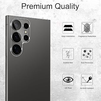 TUTUO [3 Pack Compatible with Samsung Galaxy S25 Ultra Camera Lens Protector Tempered Glass, Anti-Scratch, No Bubbles, 9H Hardness, HD Easy Installation Camera Screen Protector Film