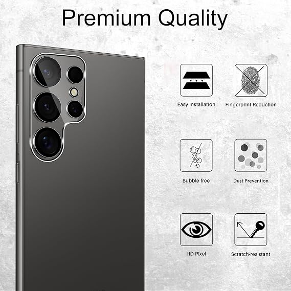 TUTUO [3 Pack Compatible with Samsung Galaxy S25 Ultra Camera Lens Protector Tempered Glass, Anti-Scratch, No Bubbles, 9H Hardness, HD Easy Installation Camera Screen Protector Film