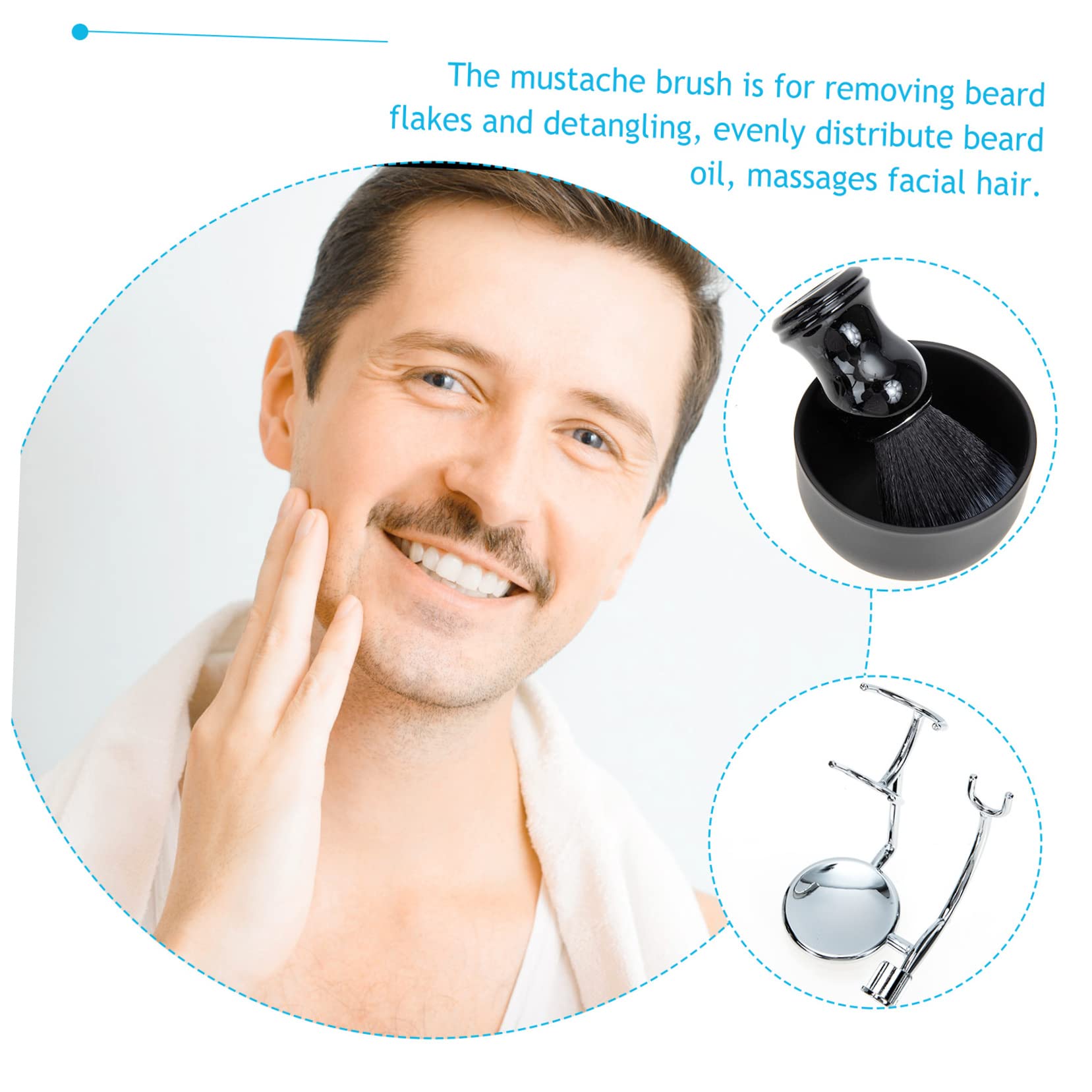 FRCOLOR Barba Uomo Completo Pennello da e Ciotola da Barba Kit Rasatura per Uomo Supporto per Pennello Setole Naturali