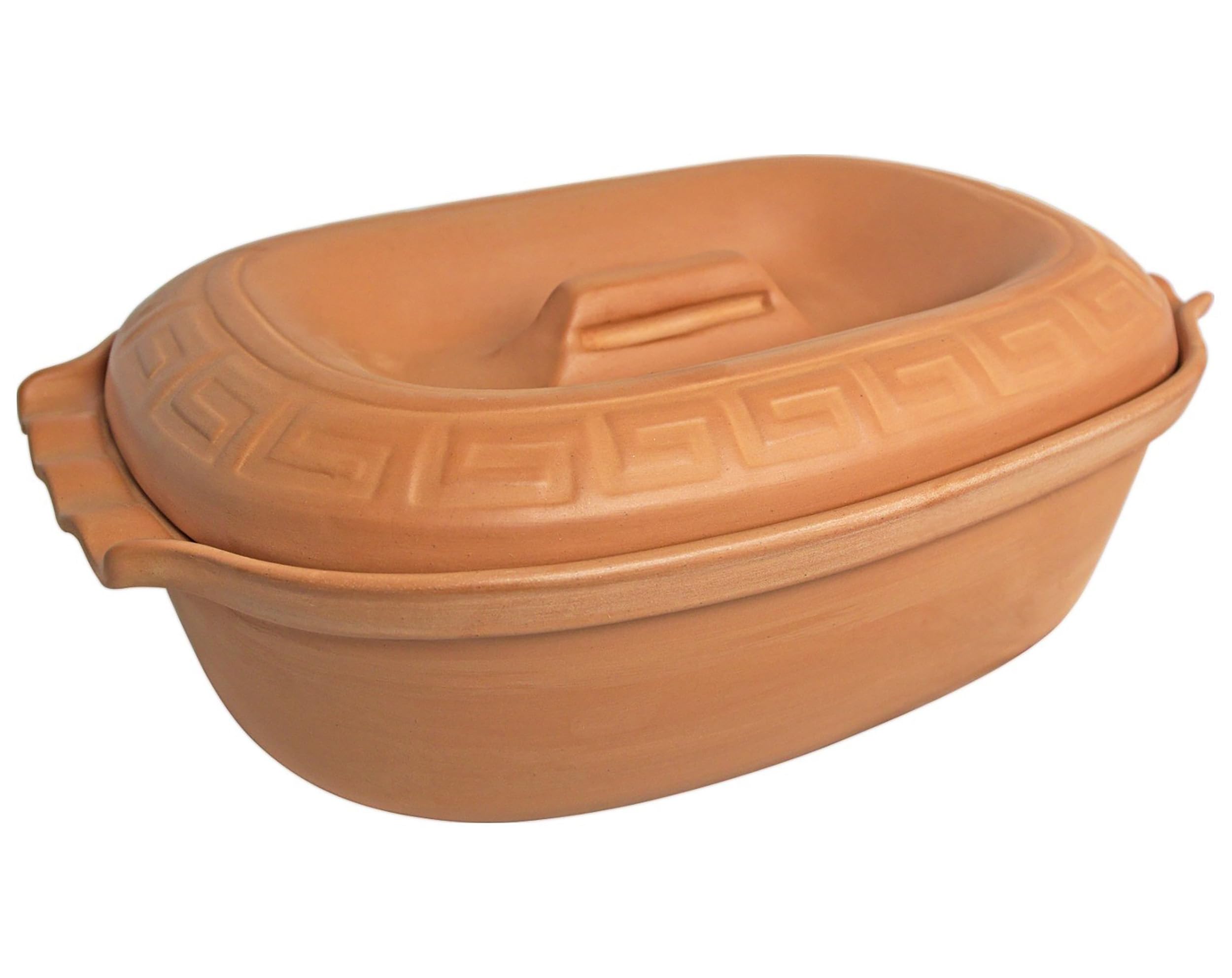 5 Liter ovale Brotbackform mit Deckel aus Steingut, 41x27x13 cm, Bräter, Auflaufform, Gratinform, Schmortopf, Brottopf (Ohne Glasur)
