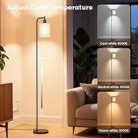 Vista 2 de Floor Lamp with Linen Shade, Dimmable Tall Standing Lamp with Remote Control & 3 Color Temperatures, Modern Floor Lamps for Living Room Bedroom Beige