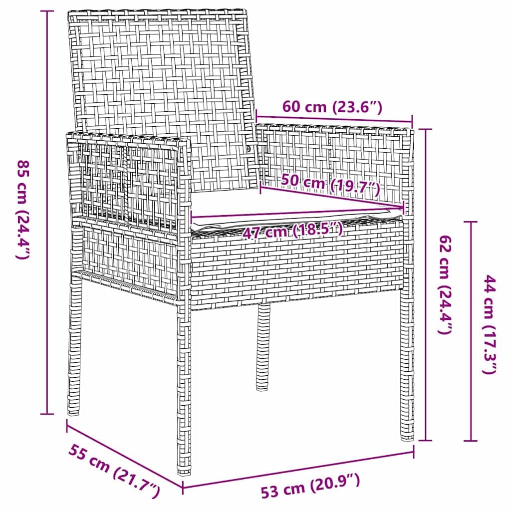 vidaXL Set da Pranzo per Giardino con Cuscino 5 PCS Beige polyrattan, Giardino e terrazza, arredo Moderno per Esterni, Set per Pranzo all'aperto, Zona Relax Resistente