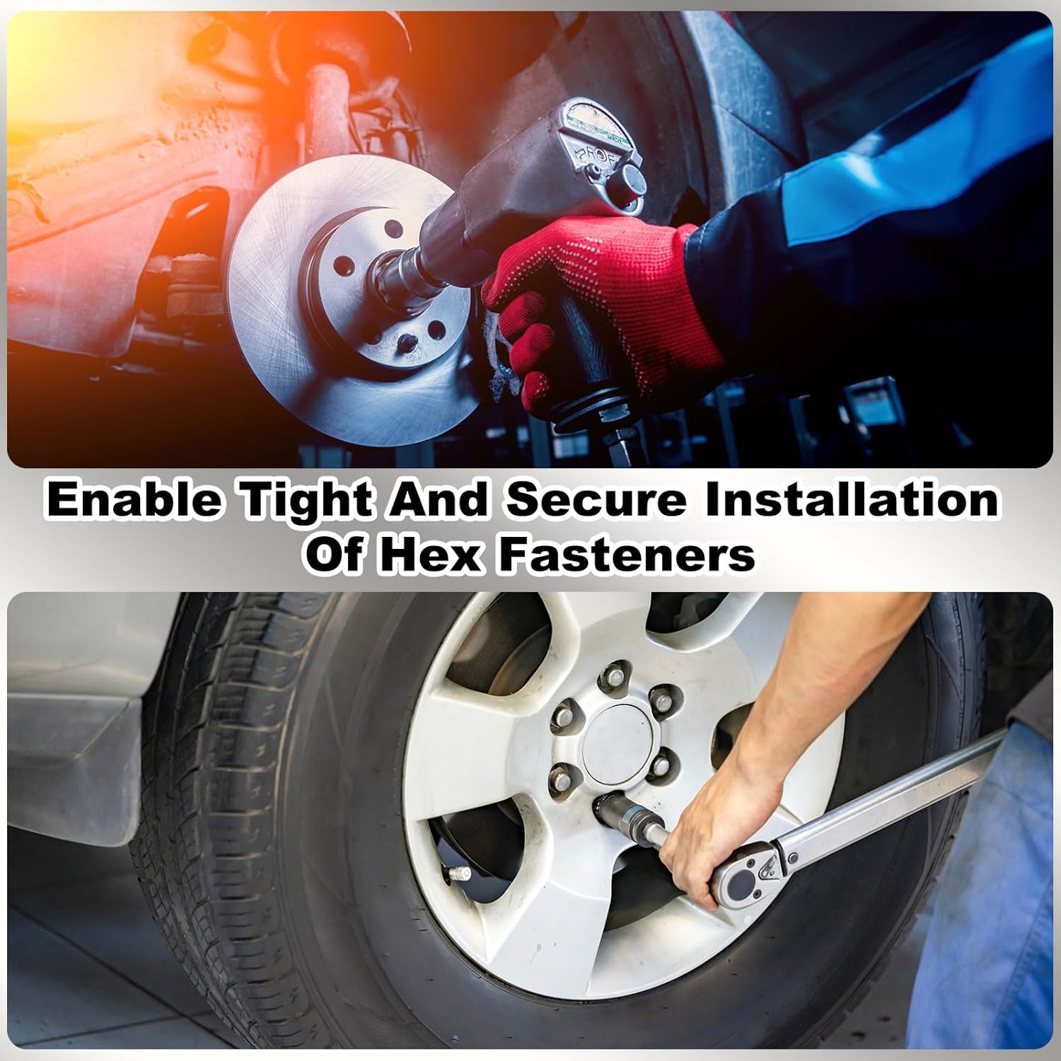 HARFINGTON 2pcs 6-Point Deep Impact Socket 1/2" Drive 32mm Metric Socket 8" (200mm) Extra Long Heat-Treated 45# Steel for Home Auto Spindle Axle Hex Nuts Bolts Repair, Black