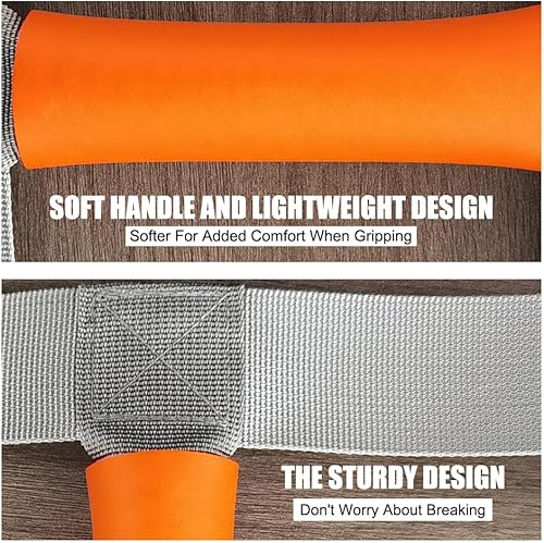 Miniatura 3 de Escalera de cama gris con 5 agarres naranjas suaves para pacientes ancianos, longitud ajustable para levantarse de la cama para personas mayores,