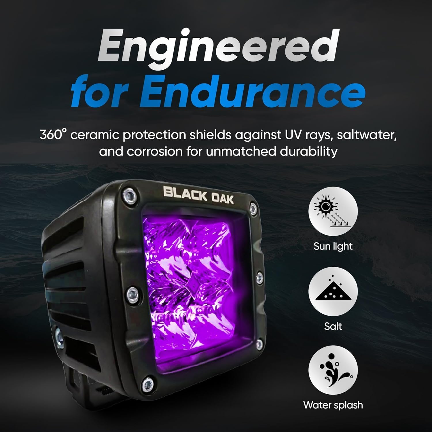 Black Oak LED Light Pods Ultraviolet Blacklight Pod, Marine Rated Waterproof 2 Inch, Led Lights -Night Fishing Light, Truck & Boat Lighting