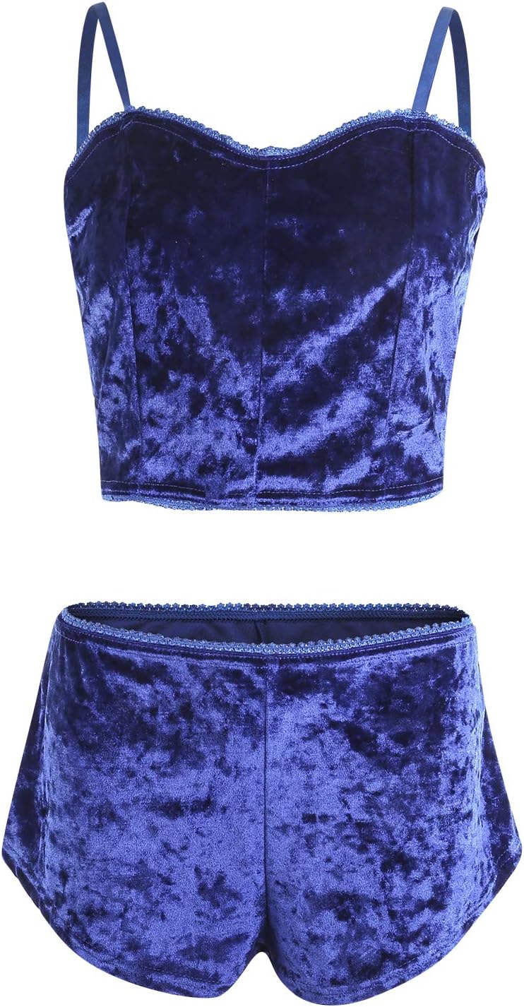 RUEWEY Women Sexy Strappy Babydoll Lingerie Satin Pajama Set Camisole with Shorts 2 Piece Sleepwear - Image 2