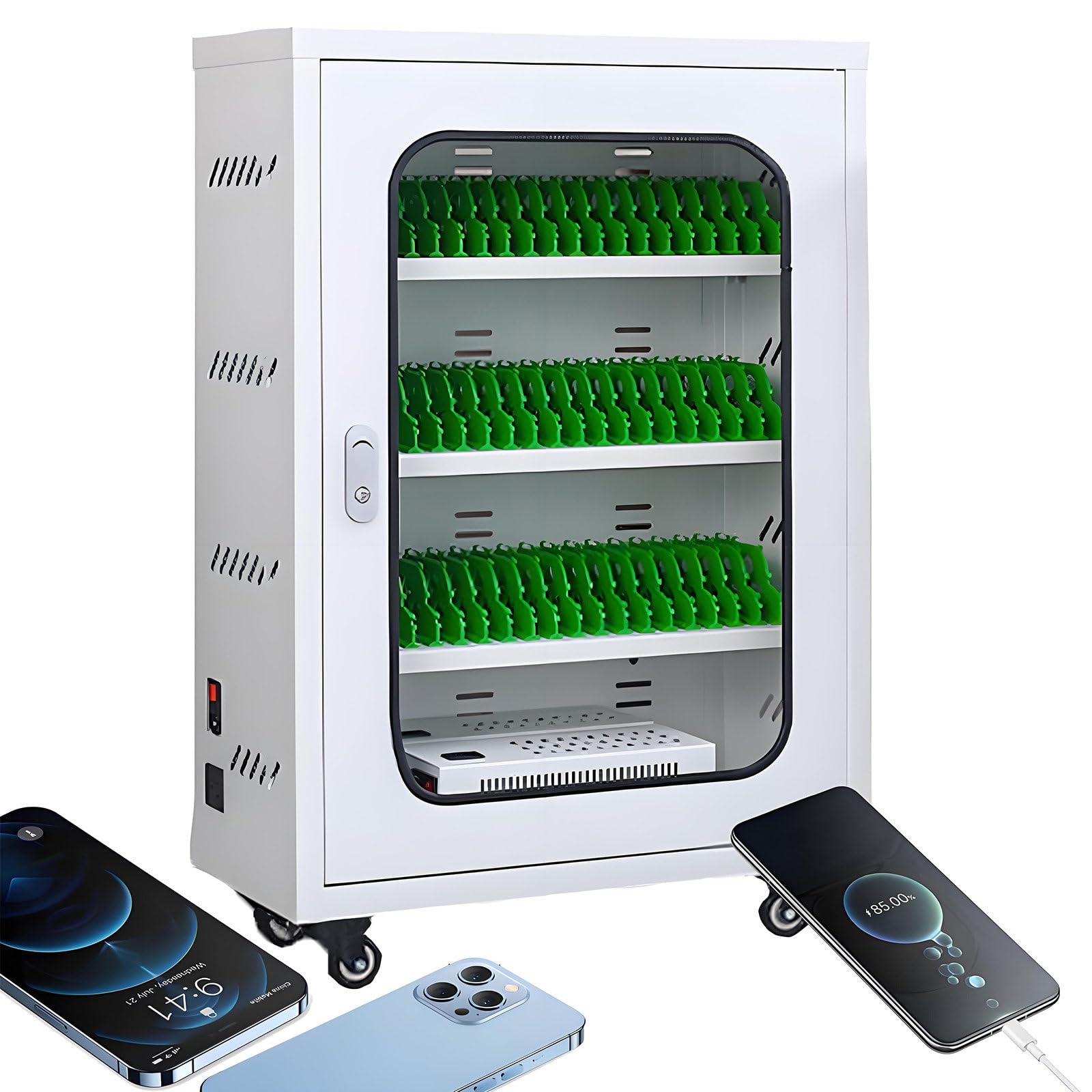 GUTYGIO Rechargeable Mobile Phone Storage Locker, USB Charging Station, 20/30/40/50/60 Slots Mobile Phone Charging Cabinet for School Church Airport 60slots