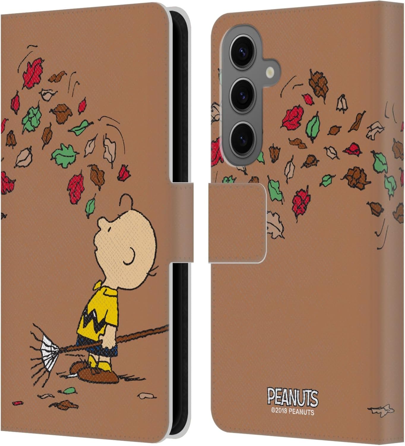 Head Case Designs Officially Licensed Peanuts Autumn Charlie Brown Leather Wallet Case Compatible with Samsung Galaxy S25