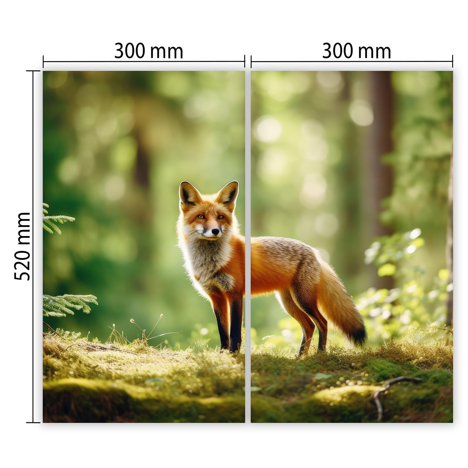 Protection plaque de cuisson, vitrocéramique, verre trempé, pour cuisinières électrique, à induction,planche à découper 2 x 30x52 cm Lot de 2. Renard Vert Forêt (104598)