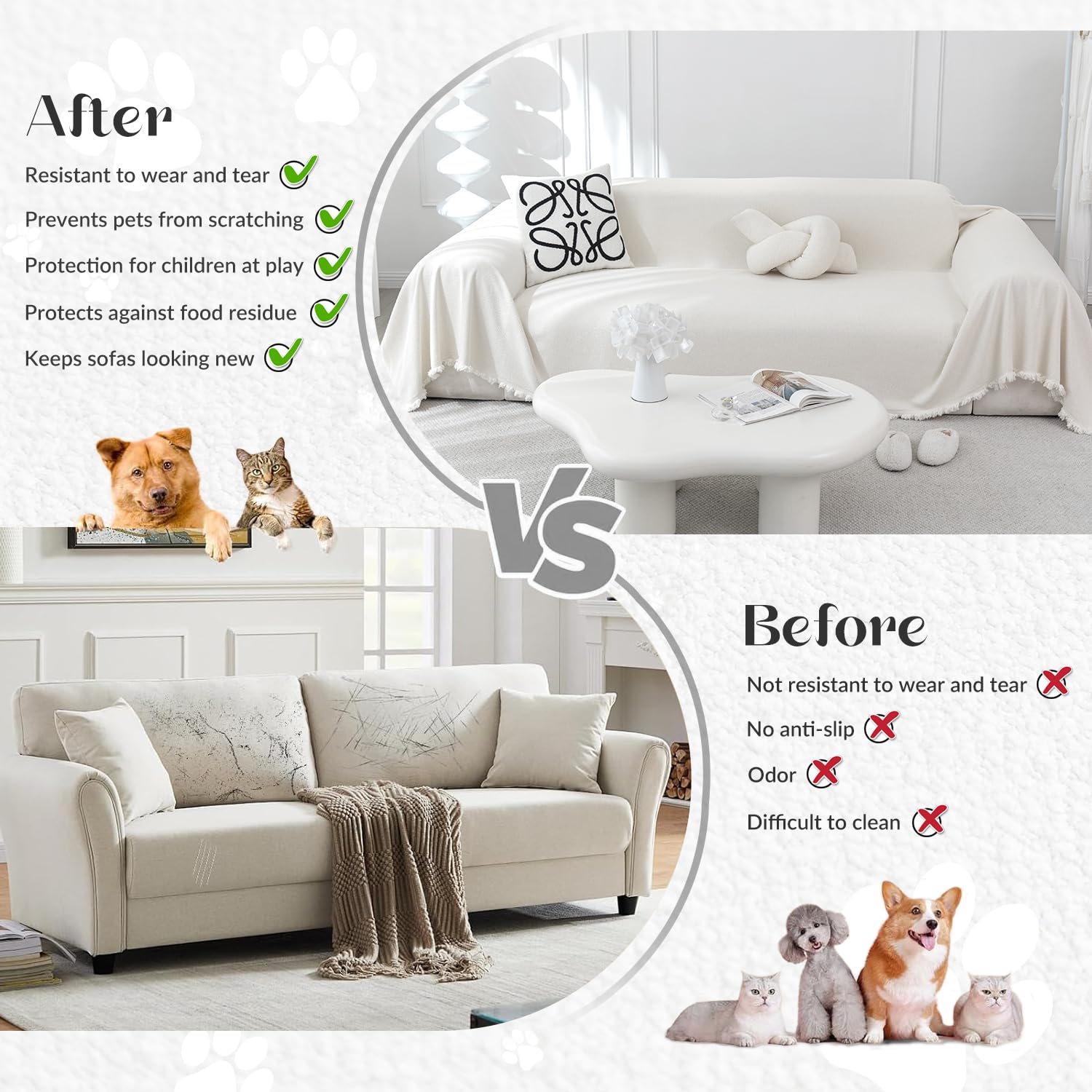 Plaid Fauteuil & Tapis pour Chien Imperméable - Petite Housse Protection Canapé 1 2 Places ou Lit - Jeté de Canapé Bouclette Résistant aux Griffes - Couverture pour Voiture et Panier