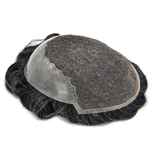 Miniatura 6 de FACE MIRACLE - Peluca de encaje francés para hombre, nudos blanqueados, extensiones de cabello humano con encaje de polietileno, sistemas de