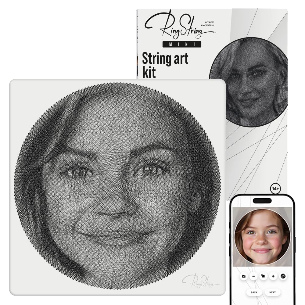 String Art Fadengemälde DIY personalisiertes Geschenk eigenes Bild Garnportrait Wandbild Mini 35x35 cm