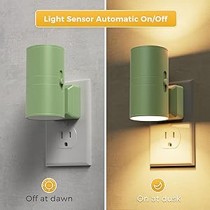 L LOHAS LED Night Light, Modern Night Lights Plug into Wall, 2 Pack Dusk to Dawn Sensor Nightlights, 3000K 0-100LM Adjustable Brightness, Dimmable Night Lights for Hallway Bedroom Stairway