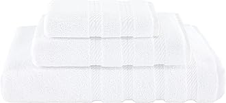 American Soft Linen Premium 3 Piece Towel Set, 1 Bath Towel 1 Hand Towel 1 Washcloth, 600 GSM 100% Cotton Turkish Towels for Bathroom, White Towel Set