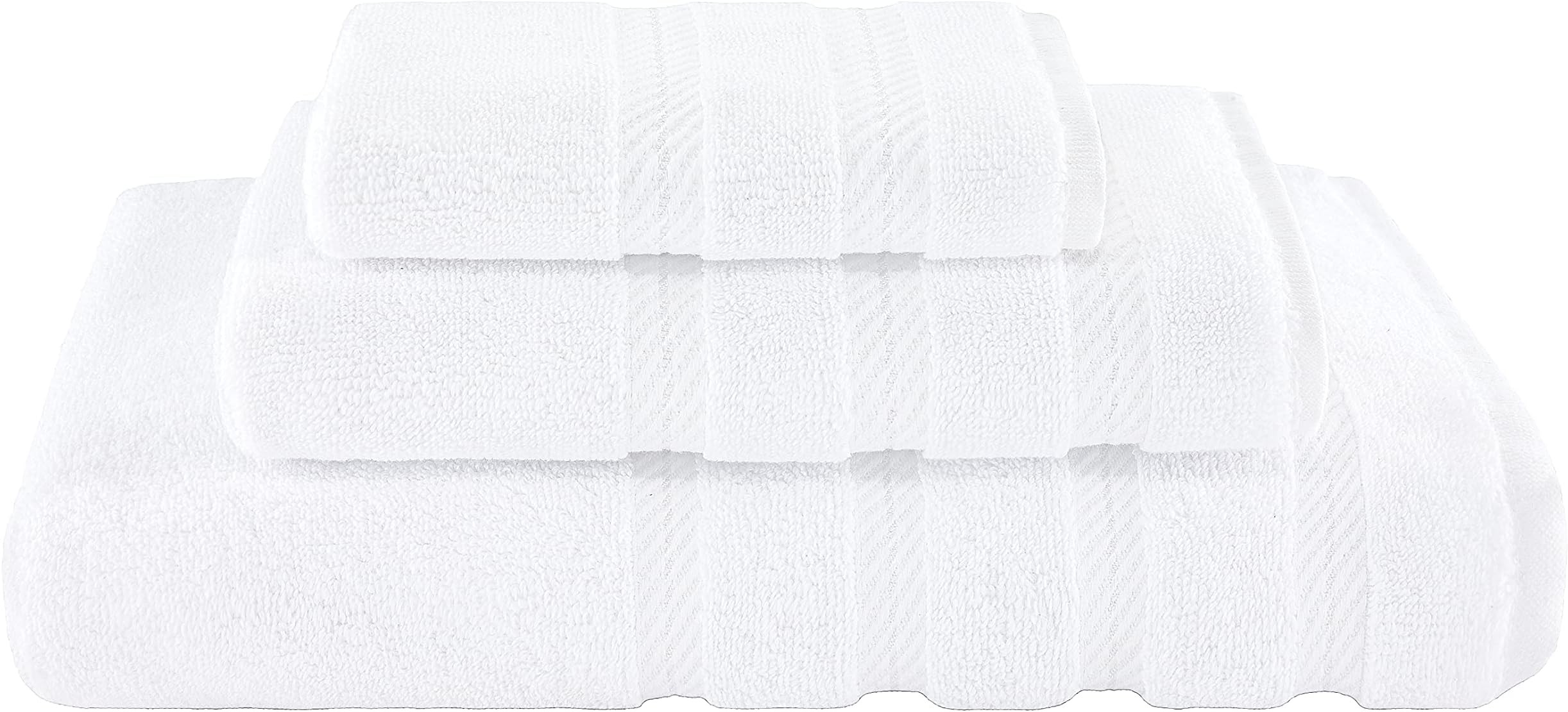 American Soft Linen 3 Piece Towel Sets, 1 Bath Towel 1 Hand Towel 1 Washcloth, 100% Turkish Cotton Towels for Bathroom, White Towel Set