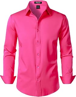 JEMITOP Mens Stretch Wrinkle-Free Soft Dress Shirts