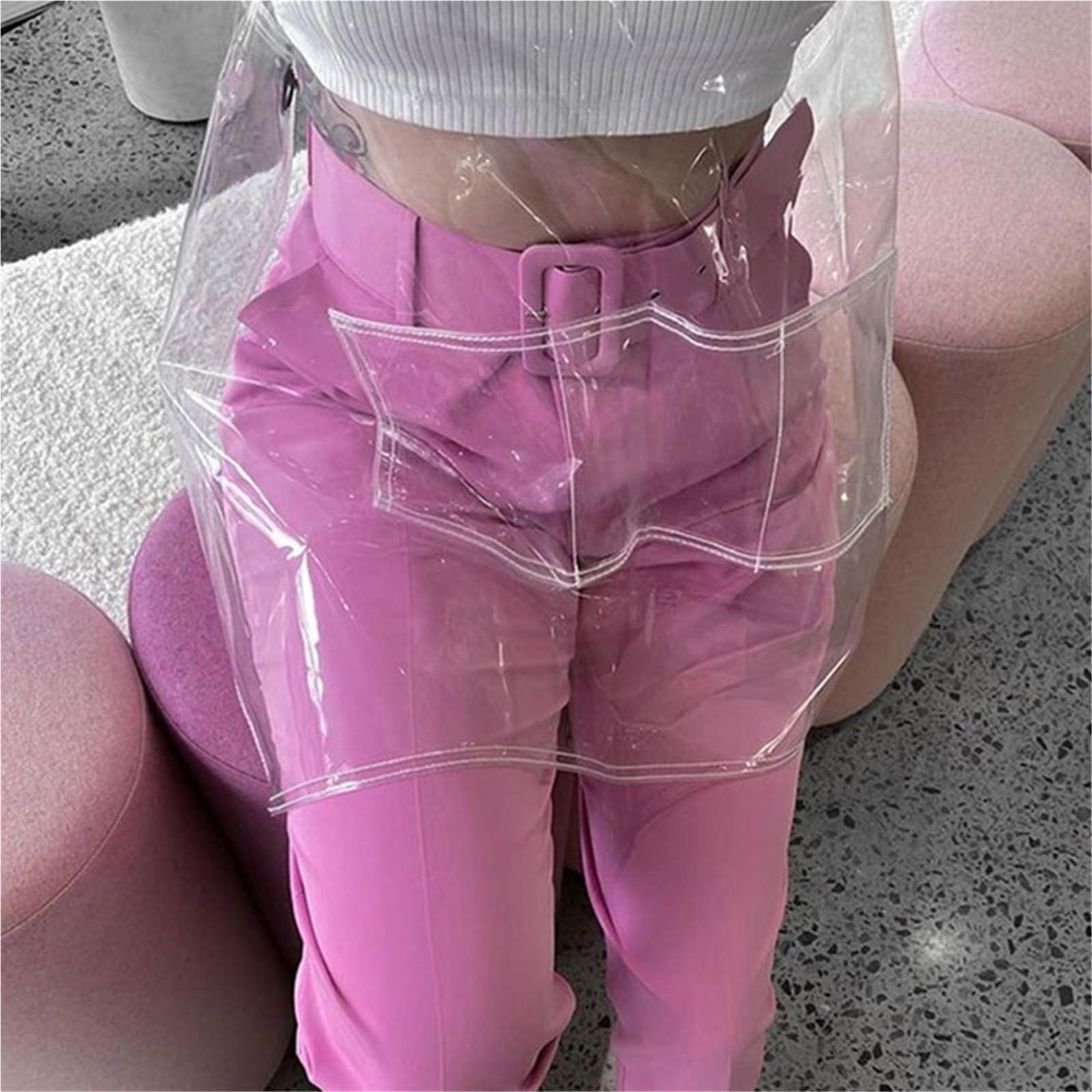 Delantal transparente Delantal transparente de TPU a la moda for peluquero, Chef, cocina, delantales pintura for hornear, delantal trabajo antiincrustante a for hombres y mujeres