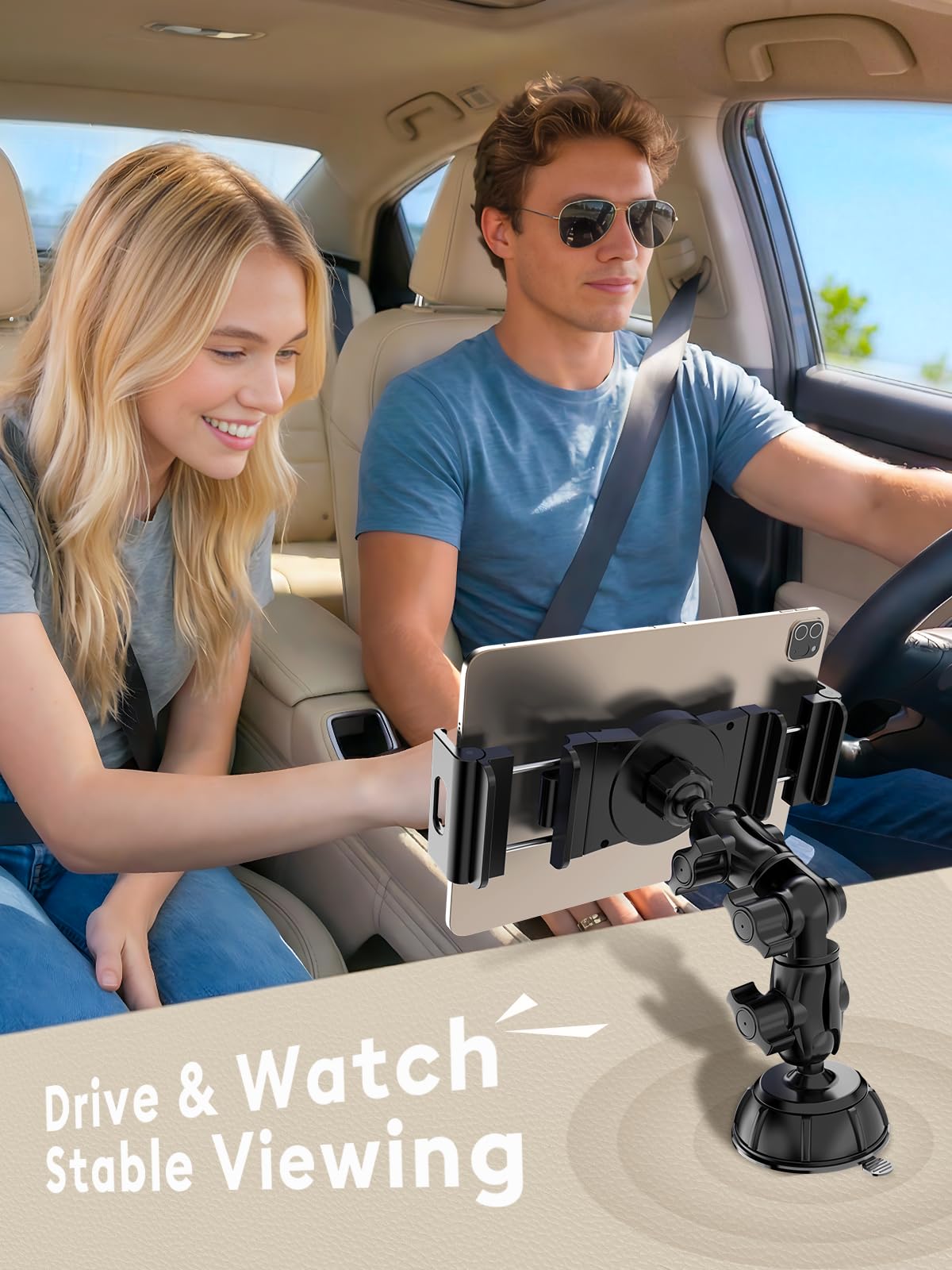 OHLPRO Supporto Tablet Auto Camion Cruscotto Parabrezza, Porta iPad da Auto Girevole a 360° con Braccio Lungo & Ventosa Potente, Supporto Tablet per iPad Pro 12.9 Air Mini Galaxy Tab 4,7-13"