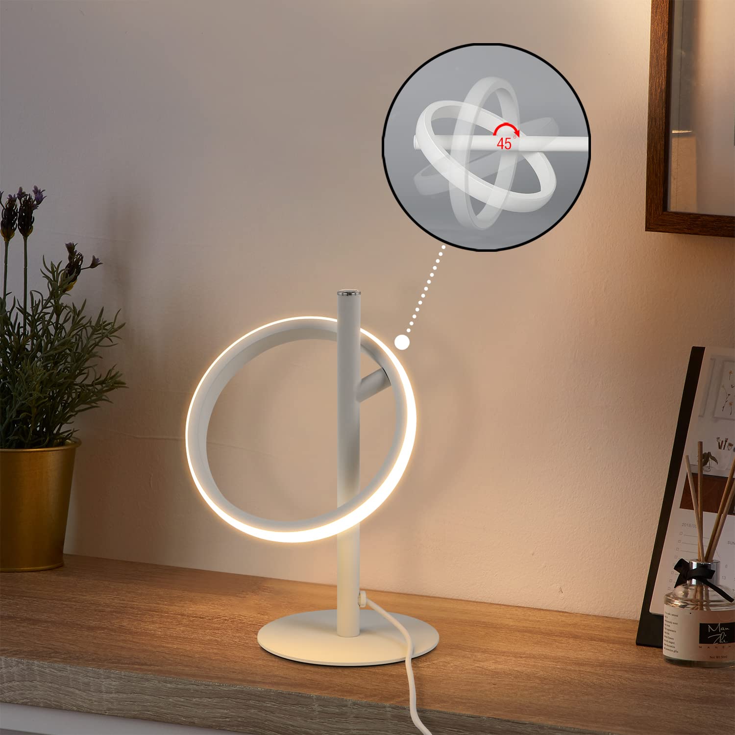 CBJKTX Tischlampe LED Tischleuchte Touch Dimmbar - Nachttischlampe Weiß
