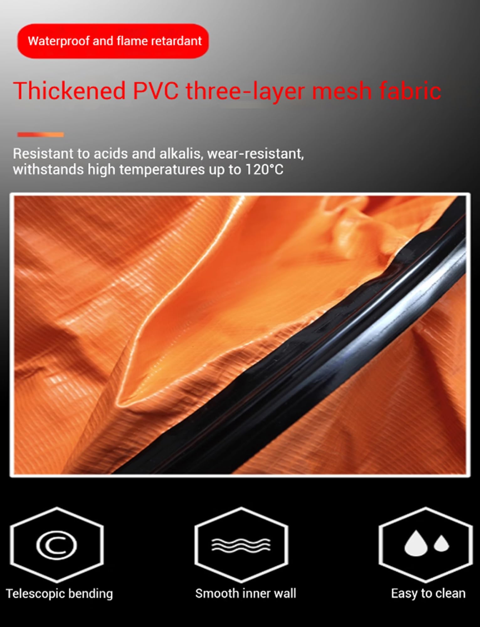 Manguera Flexible de PVC, ignífuga e Impermeable, diámetro de conducto de 150 mm a 600 mm, Manguera de conducto de ventilación para calefacción, refrigeración y ventilación.