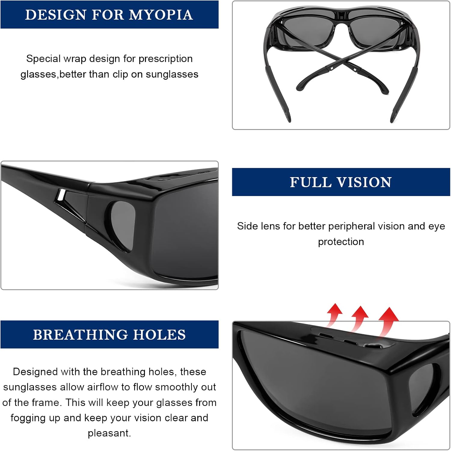 LVIOE Over Glasses Sunglasses Wrap Around Polarized Sunglasses for Men Women Fit Over Prescription Glasses with UV Protection