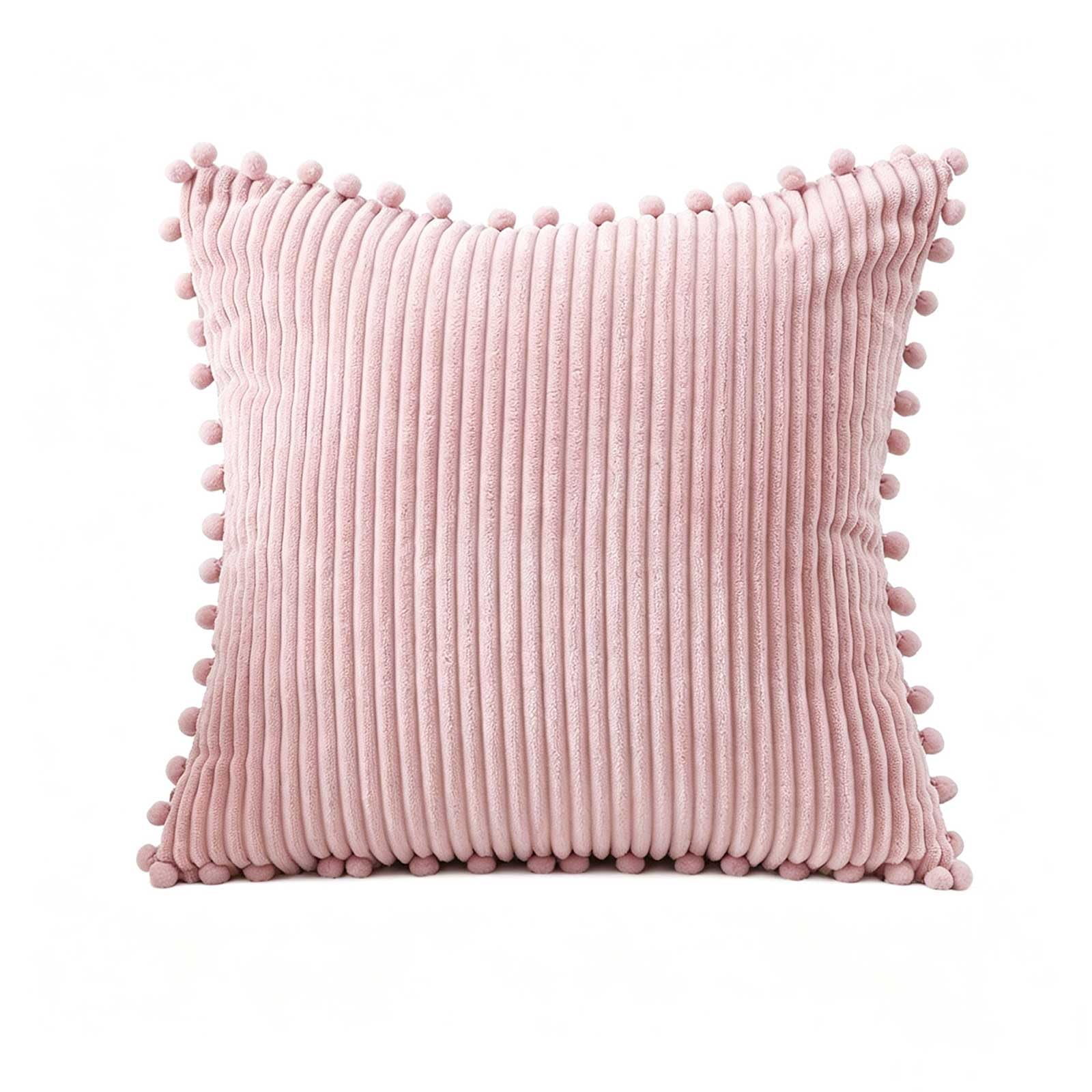 AXCTYSFP Corduroy Striped Decorative Throw Pillow Covers with Pom Solid