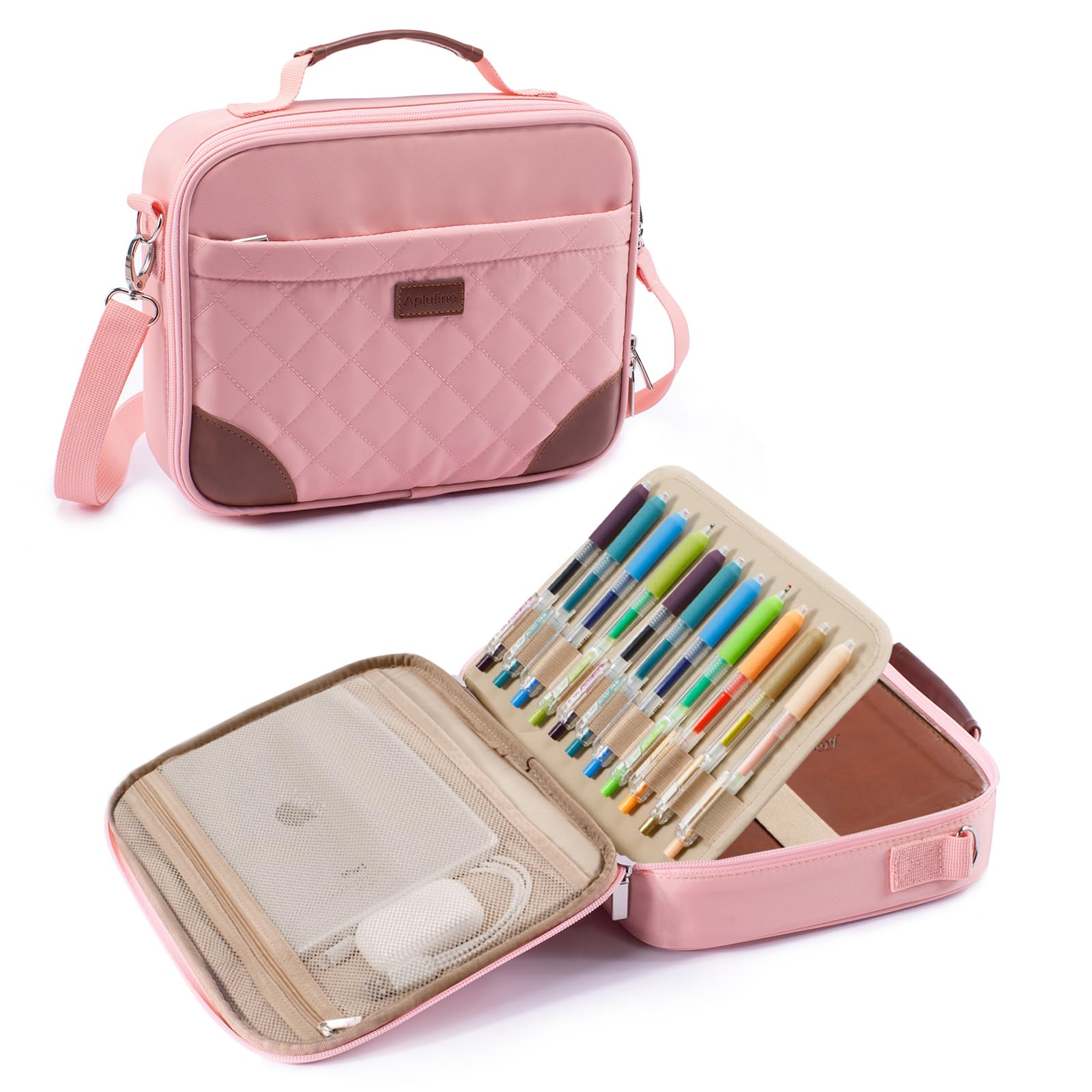 Aplufine Funda para Biblia para hombres, funda para mujer, bolsas de Biblia medianas y bolsas de transporte de Biblia, portador de Biblia con correa para el hombro, trabillas desmontables para
