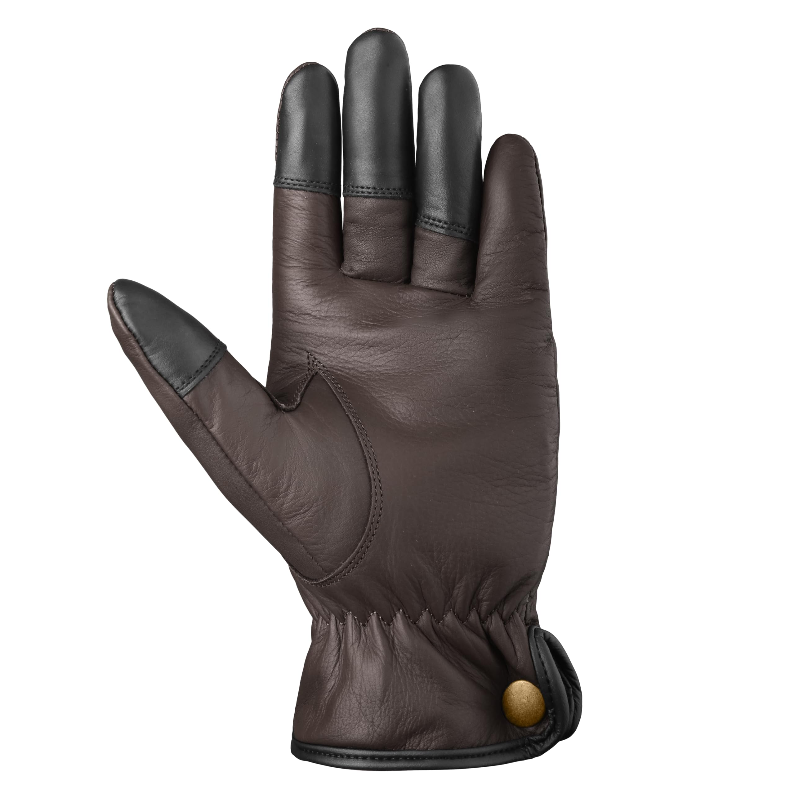 Leather Archery Glove Full 5-Finger with Thumb Protection – Reinforced Stitching for Thumb Release – 100% Leather – Black, Dark Brown, Light Brown (Dark Brown, XS, Left)