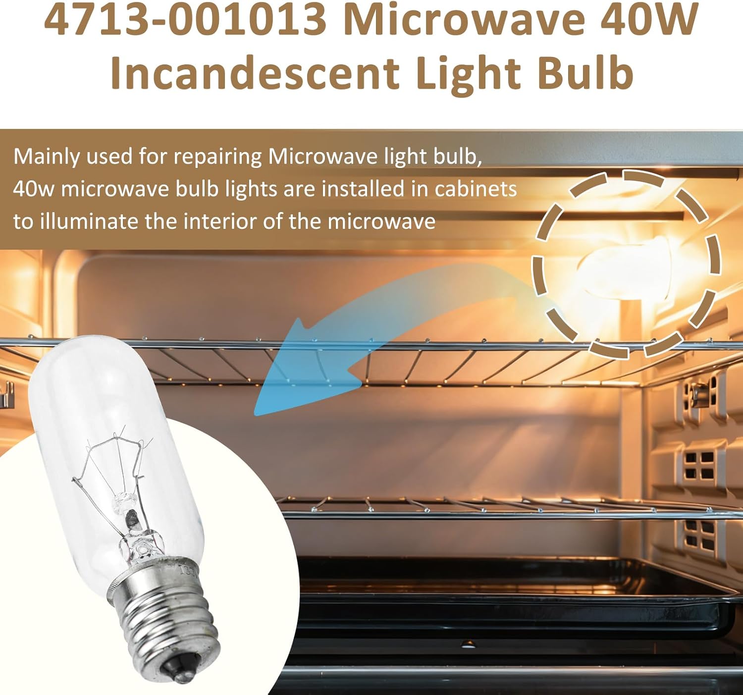 Appliance Bulb 4713-001013 40W Light Bulb Compatible with Samsung Replacement AP4051343, PS4132129 Incandescent Light Bulb