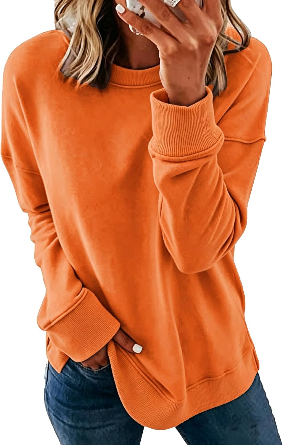 NEYOUQE women trendy casual sweatshirt fall winter spring long sleeve tops