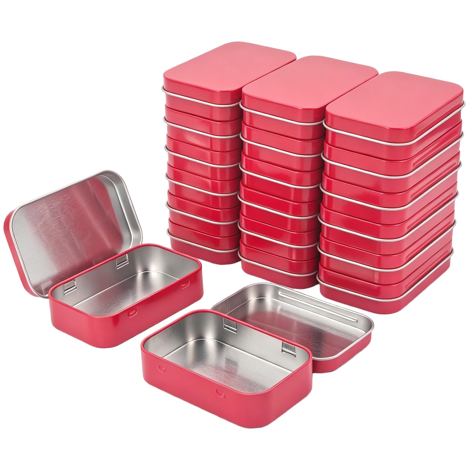 Goodma Rectangular Metal Hinged Tins, Red, 20 Pieces, 95 x 62 x 20 mm โ image 1