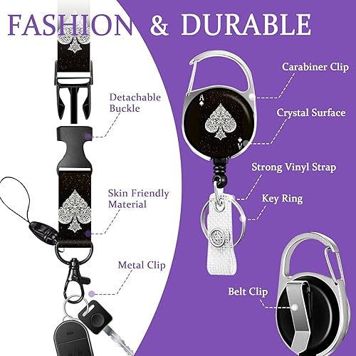 Miniatura 2 de Soporte para tarjetas de identificación con cordón, bonitos cordones de aguacate para insignias de identificación, soporte retráctil para tarjetas