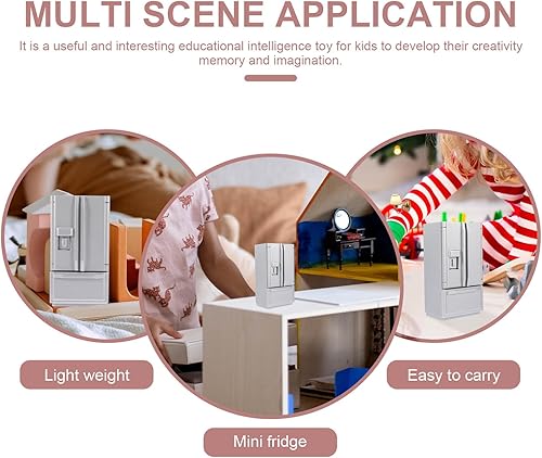 Miniatura 3 de BESPORTBLE Scale Miniature Refrigerator Dollhouse Furniture Decor Silver Gray Mini Fridge Model for Doll Play Lightweight Smooth Surface Educational