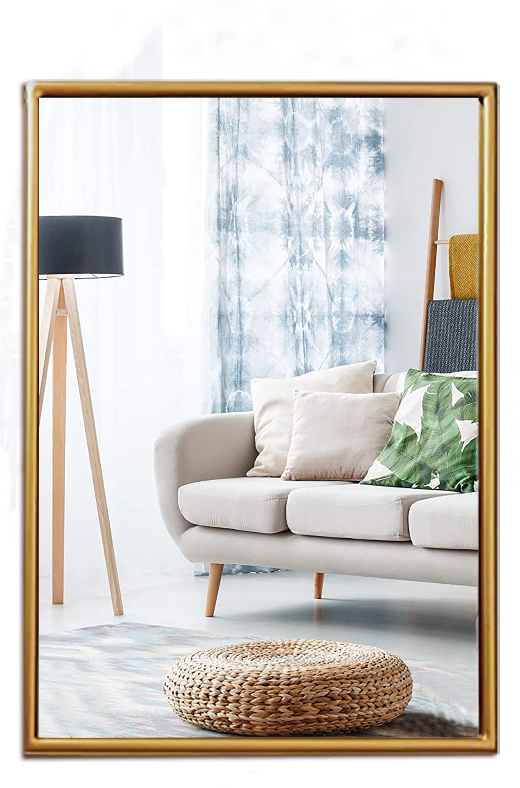Espejo de Pared,Espejo Baño,Rectangular de 76x55cm con Marco de Metal Dorado,diseño Moderno,para Baño,Lavabo,Salón,Dormitorio,Entrada,Decoración de Pared,Fácil Montaje,espejo clásico