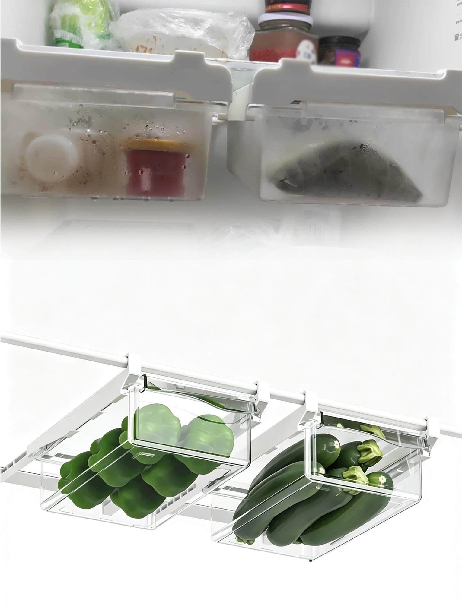 Cajón colgante para frigorífico, almacenamiento bajo estante, huevos
