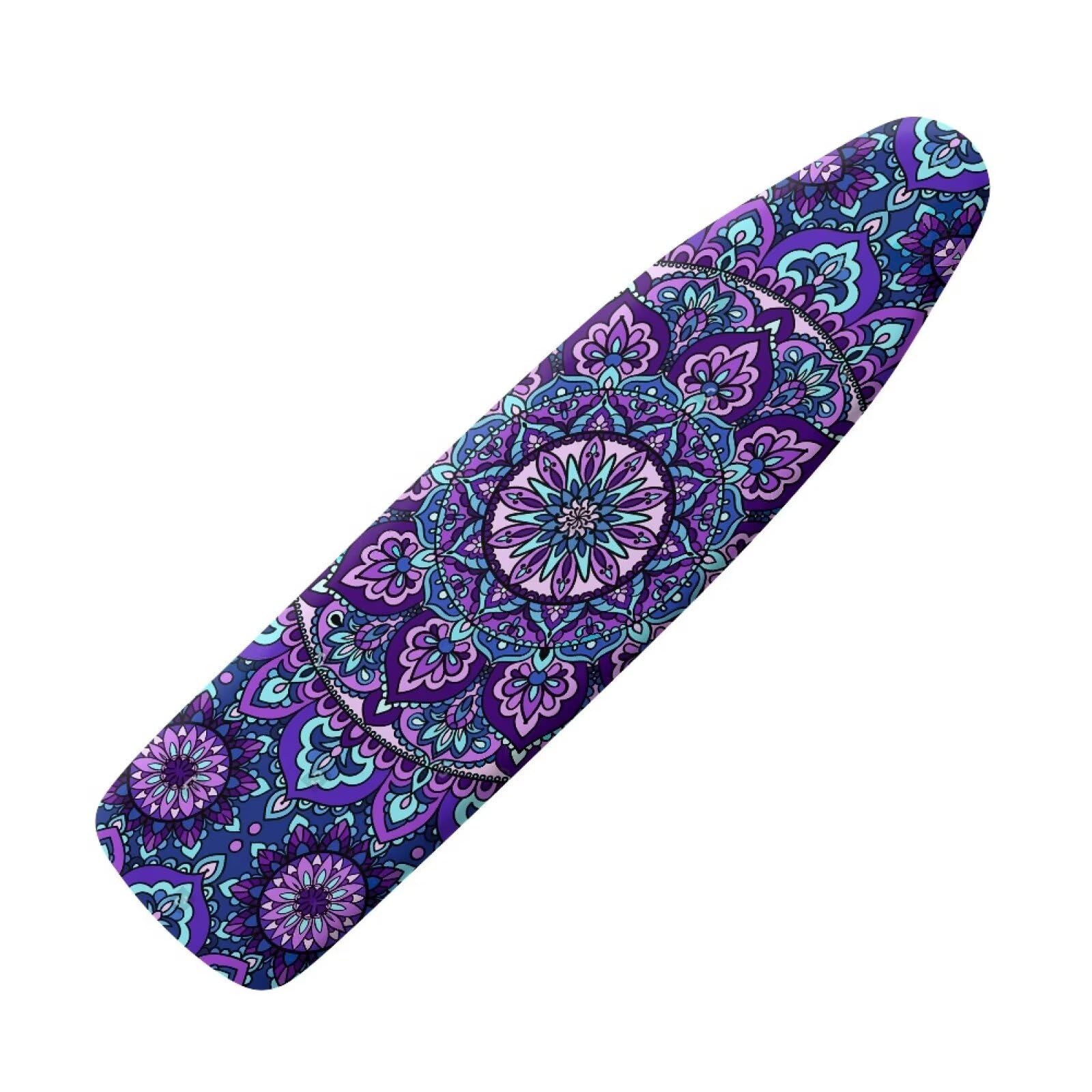 NETILGEN Iron Board Covers with Elastic Edges and Hook and Loop Fasteners Protective Covers Resists Scorching Fits Boards up to 150 x 55cm, Purple Bohemian Flower — image 1