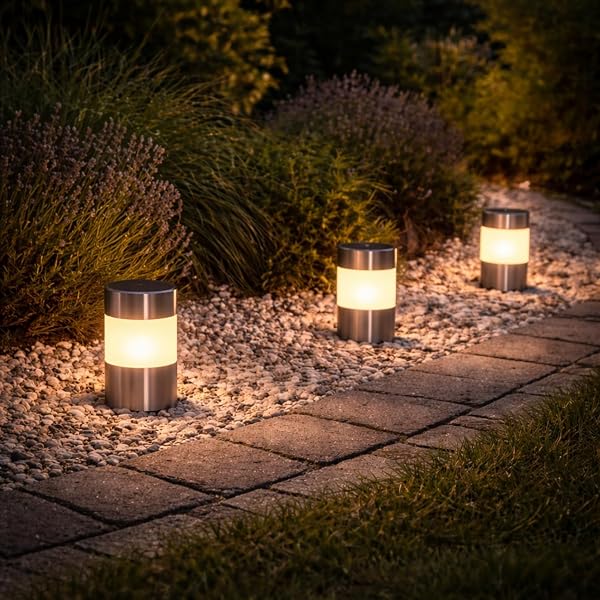 BEPER P207ILO031 Set 3 Lampade Solari Segnapassi da Giardino, 3 Luci Solari da Esterno con Picchetto, Accensione Automatica, LED per Vialetti e Aiuole, Autonomia fino a 8 Ore, IP44 - 1