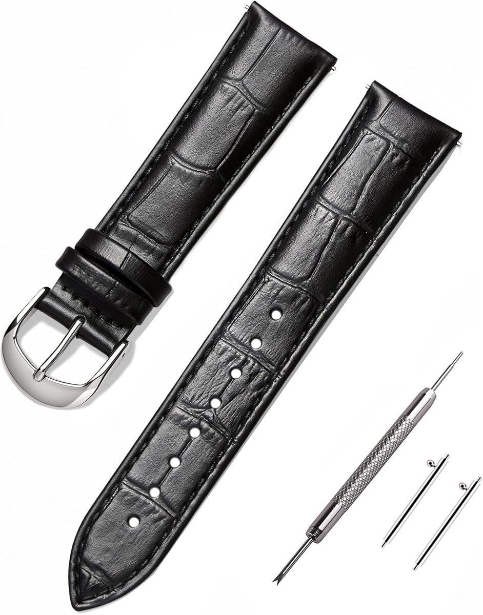 Alligator Grain Leather Quick Release Watch Bands for Men Women | Crocodile grain, Swap watch straps in seconds, Multiple colors and sizes to suit casual and formal wear
