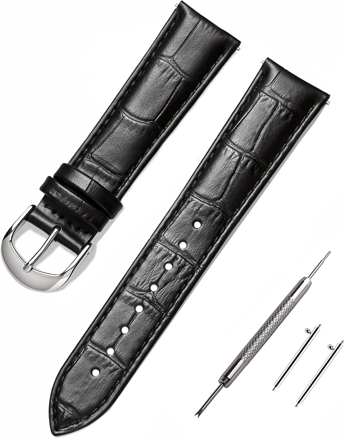 Alligator Grain Leather Quick Release Watch Bands for Men Women | Crocodile grain, Swap watch straps in seconds, Multiple colors and sizes to suit casual and formal wear