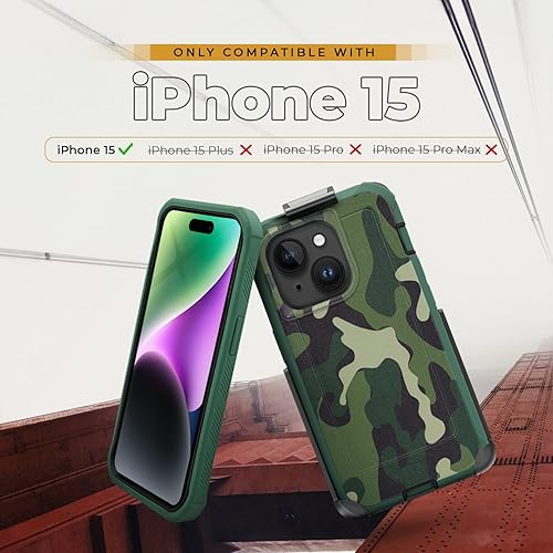 Miniatura 2 de MOTIVE Funda diseñada para iPhone 15 con clip para cinturón, funda magnética compatible con Magsafe, resistente y de cuatro capas de protección de