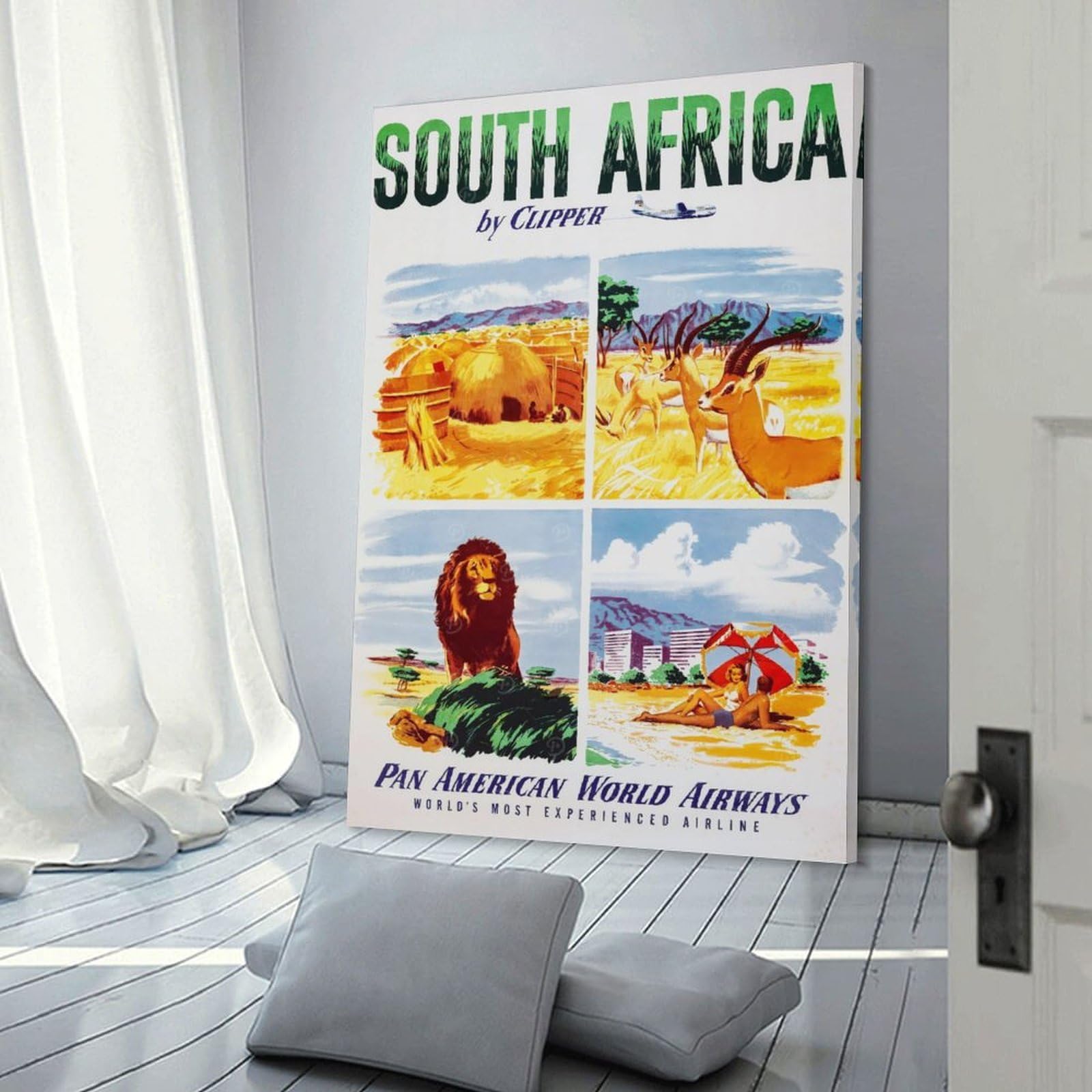 Junmoney Frame-Style-5 South Africa Travel (2) Canvas Wall Art 16X24inch(40X60cm), For Home Lounge, Bedroom Or Reading Nook, Eye Catching Artwork For Blank Walls
