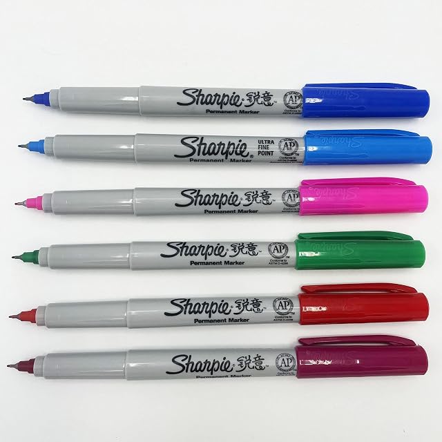 Sharpie Ultra Fine Point Permanent Marker Pens Assorted Vibrant Pack of 6 Colours