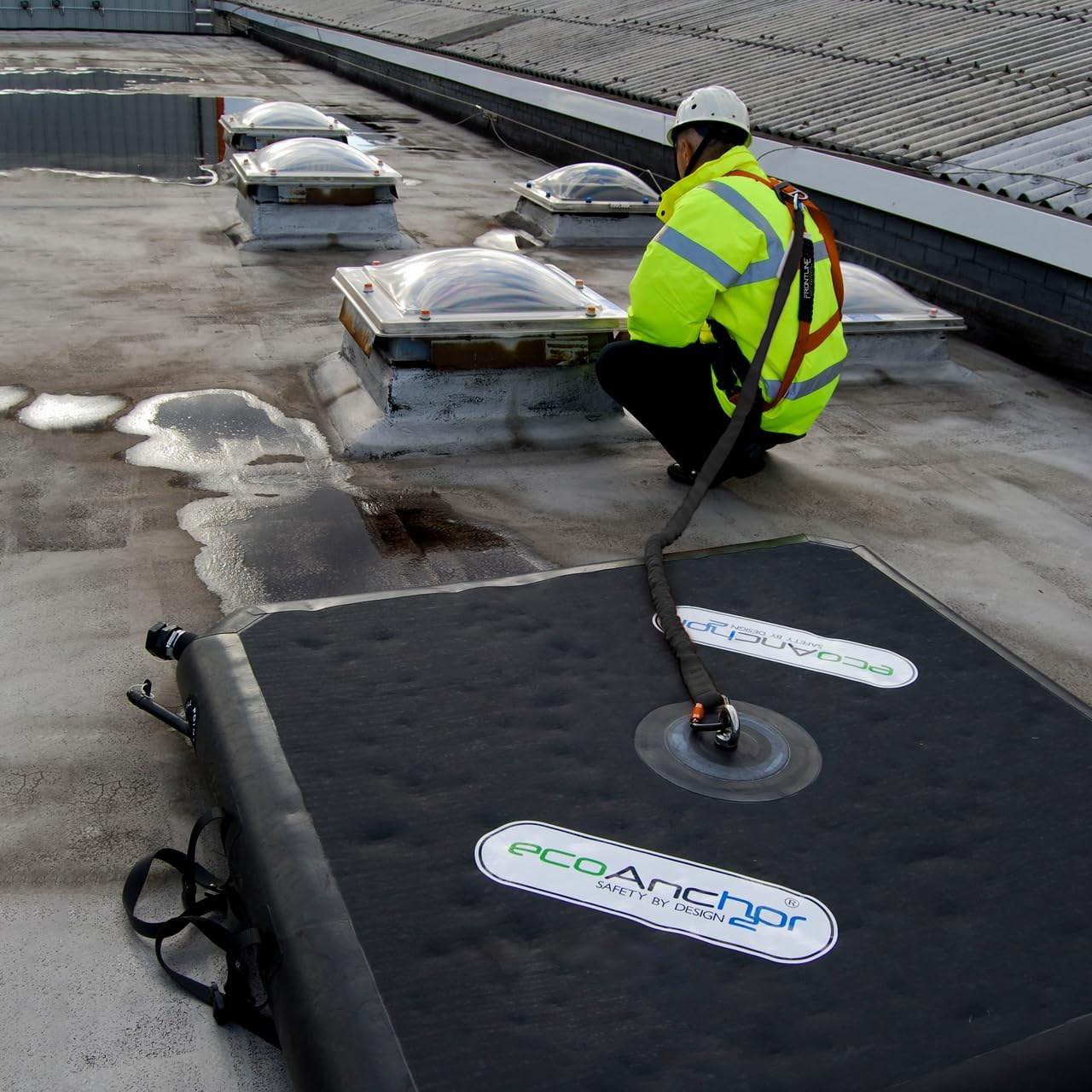 Frontline EcoAnchor Fall Arrest System | Lightweight, Reusable, and Tool-Free Setup | Made from Fire-Resistant Neoprene | Complies with OSHA & EN 795