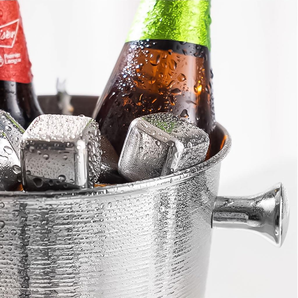 Cubitera, Cubo de champán Acero Inoxidable con Pinzas, Multicolor, 2 l y 5, for Fiestas al Aire Libre(Silver,2L)