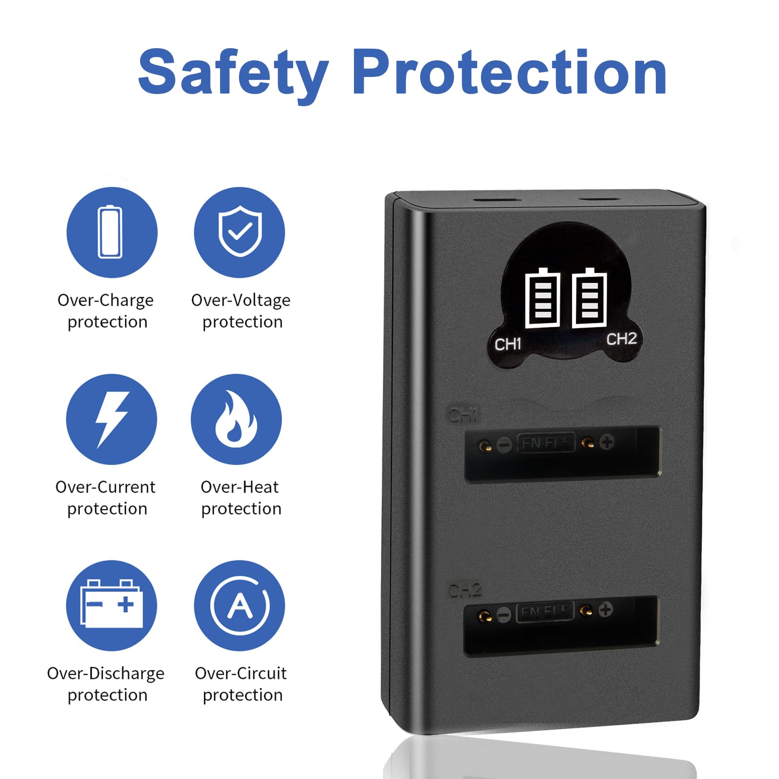 2 Batterie EN-EL5 Compatibili Nikon - 1600mAh, Con Caricatore USB, Per Coolpix P530/P100/P90 - Foto 3