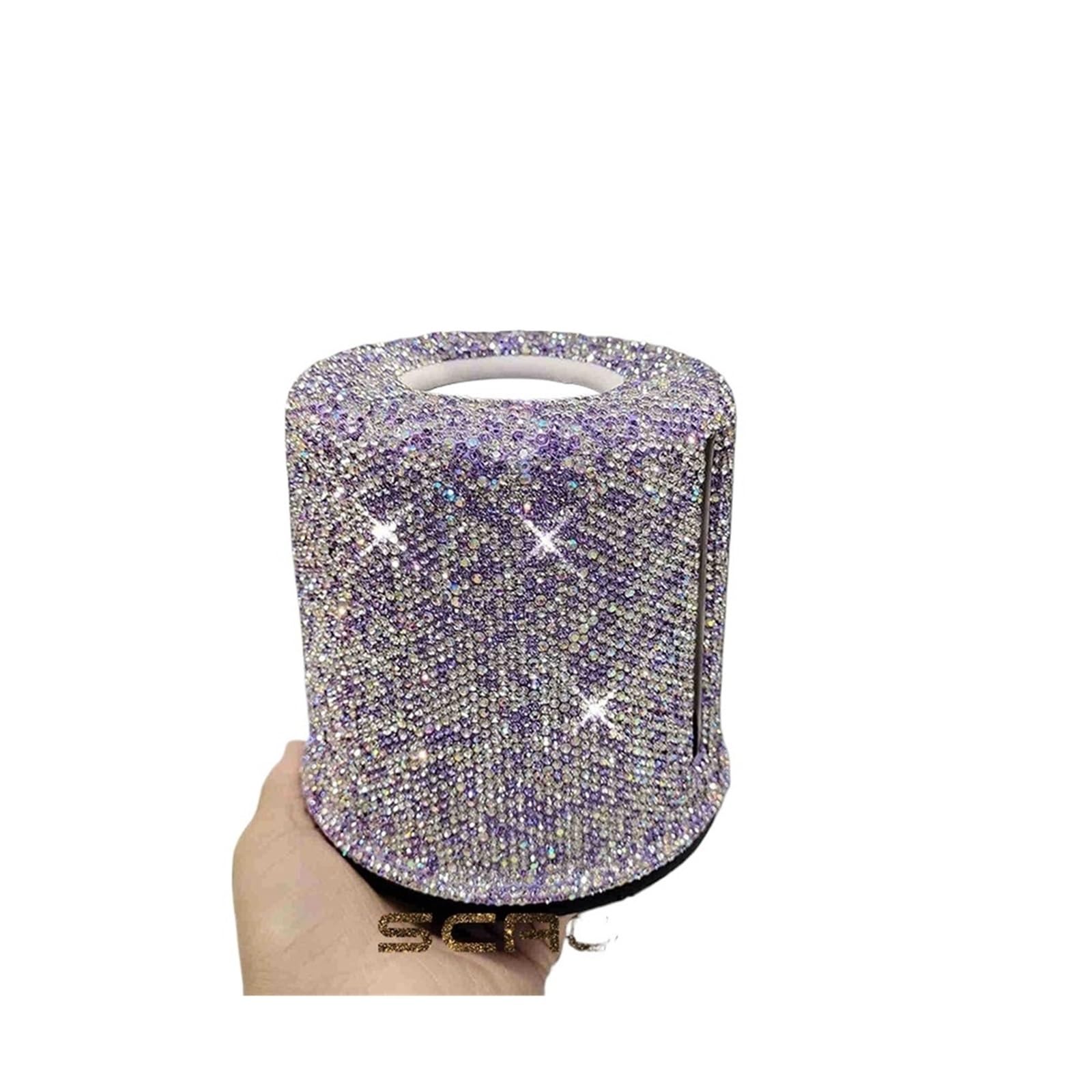 Shiny Rhinestone Roller Tissue Box, Circular Roll Paper Tissue Storage Box(MLLLBLVTIVIOLET/紫罗兰)